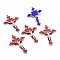 Alloy Enamel Pendants, Lead Free & Cadmium Free, Cross with Jesus, Antique Silver, Red, 47.5x31x5.5mm, Hole: 2mm