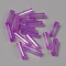 300Pcs Transparent Glass Round Bugle Beads, Round Hole, Purple, 6~7x2mm, Hole: 0.8~0.9mm