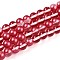 Baking Painted Transparent Glass Beads Strands, Round, Two Tone, Crimson, 8~8.5mm, Hole: 1mm