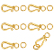 S925 Sterling Silver Hook Clasps, with 925 Sterling Silver Open Jump Rings, Golden, 14x5.2x2.5mm, Hole: 2.5mm