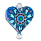 Alloy Enamel Connector Charms, Heart-Shaped Links with Flower Pattern, Platinum, Dodger Blue, 20x16mm