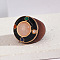 Flat Round Wood & Resin & Natural Rose Quartz Finger Rings, 24mm, Inner Diameter: 18mm