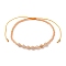 Adjustable Natural Sunstone & Seed Braided Bead Bracelets, Inner Diameter: 1-3/4~3-3/8 inch(4.6~8.7cm)