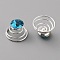 Fashion Iron Spirl Coils Hair Clip, with Glass Rhinestone, Hair Accessories for Women, Blue Zircon, 14x10.5mm