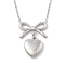 Anti-Tarnish 304 Stainless Steel Bowknot & Heart Pendant Cable Chain Necklaces for Women, Stainless Steel Color, 16.22 inch(41.2cm)