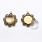 DIY Pendant Making, with Tibetan Style Pendant Cabochon Settings and Clear Glass Cabochons, Lead Free & Nickel Free, Flower, Antique Golden, 38.5x34.5x2.5mm, Hole: 3.5mm, Tray: 20.5mm, 2pcs/set
