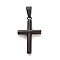 304 Stainless Steel Pendants, Cross Charm, Religion, Black, 34x20x4.5mm, Hole: 9x5mm
