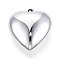 Acrylic Pendants, Heart Charms, Silver, 43.5~44.5x42~42.5x20.5mm, Hole: 3mm