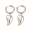 Non-Tarnish 304 Stainless Steel Hoop Earrings for Women, Teardrop, Stainless Steel Color, 39.5x8.5mm
