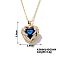 Brass Micro Pave Cubic Zirconia Heart Pendant Necklace Fashion Jewelry, Blue, show in picture