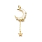 Brass Micro Pave Cubic Zirconia Pendants, with Enamel, Moon with Star, Rack Plating, Long-Lasting Plated, Lead Free & Cadmium Free, Real 18K Gold Plated, with Jump Ring, White, 45.5x15.5x2.5mm, Hole: 3.2mm