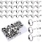 100Pcs Flat Round Stainless Steel Stud Earring Settings, with 200Pcs Ear Nuts, Stainless Steel Color, 12mm, Pin: 0.8mm, Tray: 10mm