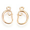 Brass Earring Hooks, with Horizontal Loop, Nickel Free, Real 18K Gold Plated, 16.5x9.5x2mm, Hole: 1.5mm, Pin: 1mm