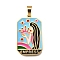Tarot 304 Stainless Steel Enamel Pendants, Ion Plating(IP), Real 18K Gold Plated, Human, 32x19.5x2mm, Hole: 7x3.5mm