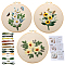 DIY Embroidery Kits For Beginner, Including Printed Fabric, Embroidery Thread & Needles, Bamboo Embroidery Hoop, Flower, 300x300mm