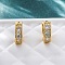 Brass Micro Pave Cubic Zirconia Earrings, Lead Free & Cadmium Free, Long-Lasting Plated, Rack Plating, Ring, Real 18K Gold Plated, 11x4x12mm