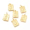 Brass Pendants, Rectangle with Woman, Real 18K Gold Plated, 18x13x1.8mm, Hole: 3.4mm