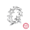 925 Sterling Silver Micro Pave Cubic Zirconia Star Finger Rings for Women, Platinum, Inner Diameter: 17mm