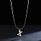 316 Surgical Stainless Steel Initial Pendant Flat Snake Chain Necklaces for Women, Golden, Letter X, 15.75 inch(40cm)