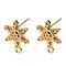 Snowflake Brass Micro Pave Cubic Zirconia Stud Earring Findings, with Loop, Long-Lasting Plated, Nickel Free, Real 18K Gold Plated, Clear, 15.5x11.5mm, Hole: 1.4mm, Pin: 0.9mm