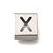 Letter Style 304 Stainless Steel Square Slide Charms, Letter X, 9x8x4mm, Hole: 3.5x8.5mm