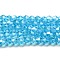 Transparent Electroplate Glass Beads Strands, Pearl Luster Plated, Faceted, Bicone, Deep Sky Blue, 6x6mm, Hole: 1mm, about 45~47pcs/strand, 9.65~9.84 inch(24.5~25cm)