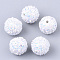 Acrylic Beads, Glitter Beads,with Sequins/Paillette, Round, White, 19.5~20x19mm, Hole: 2.5mm