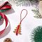 Christmas Tree Glass Seed Beaded Pendant Decorations, with Nylon Thread, Red, 88mm