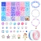 DIY Stretch Bracelet Making Kit, Including Star & Polygon & Flower & Heart Acrylic Beads, Windmill & Shell Alloy Enamel Pendants, Mixed Color, 851Pcs/set