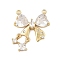Brass Micro Pave Cubic Zirconia Connector Charms, Golden, 17.5x14x4mm, Hole: 0.8mm