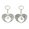 Alloy Keychain, with Iron Findings, Wings with Heart, Antique Silver, 12.3cm, 2pcs/set