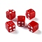 Handmade Lampwork Beads, Cube with Dot, Red, 10~10.5x10~11x10~11mm, Hole: 1.8mm