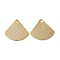 Brass Pendants, Fan Charms, Real 24K Gold Plated, 12x13x0.5mm, Hole: 1.2mm