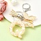 Resin & Acrylic Keychain, with Faux Suede Tassel Pendant & Alloy Findings, Letter Q, 9.5cm
