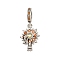 Brass Topaz Rhinestone European Dangle Charms, Large Hole Pendants, Platinum, Sun, 26mm, Hole: 4.5mm