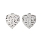 Non-Tarnish 316 Stainless Steel Charms, Heart Charm, Laser Cut, Stainless Steel Color, 14.5x12.5x1mm, Hole: 1.5mm