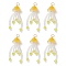 Glass Seed Beaded Jellyfish Pendants, with Imitated Pearl Acrylic Beads & 304 Stainless Steel Jump Rings Loop, Yellow, 34.5x11mm, Hole: 3mm