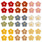 36Pcs 9 Colors Flower Wool Ornament Accessories, with Imitation Pearl, Mixed Color, 25mm, 4pcs/color