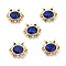 Brass Cubic Zirconia Pendants, Oval Charm, Faceted, Cadmium Free & Nickel Free & Lead Free, Real 18K Gold Plated, Medium Blue, 16.5x18x4.5mm, Hole: 1mm