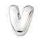 Brass Initial Beads, Platinum, Long-Lasting Plated, Rack Plating, Lead Free & Cadmium Free, Letter V, 21.5x17.5x7mm, Hole: 8.5x3.5mm
