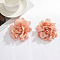 Cloth Stud Earrings, Flower, Light Salmon, 110mm