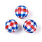 Printed Opaque Acrylic Beads, Round, AB Color, Plaid, 15.9mm, Hole: 2.8mm