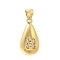 Rack Plating Brass Micro Pave Cubic Zirconia Pendants, Long-Lasting Plated, Lead Free & Cadmium Free,Real 18K Gold Plated, Teardrop with Letter Charms, Letter R, 21x11mm, Hole: 5x3mm