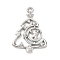 Brass Micro Pave Cubic Zirconia Pendants, Christmas Tree, Platinum, 21x15x2mm, Hole: 1.4mm
