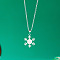 304 Stainless Steel Christmas Pendant Necklaces for Women, Stainless Steel Color, Non-Tarnish, Snowflake, 15.75 inch(40cm), pendant: 16x16mm