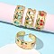 304 Stainless Steel Enamel Cuff Bangles for Women, Cherry & Strawberry, PVD Vacuum Plating, Long-Lasting Plated, Real 18K Gold Plated, Mixed Color, 1 inch(2.4cm), Inner Diameter: 2~2-1/8 inch(5~5.35cm)