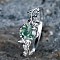 Oval & Leaf 925 Sterling Silver with Moss Agate Finger Rings, Platinum, US Size 7(17.3mm)