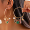 Alloy Enamel Christmas Tree Hoop Earrings, with Plastic Pearl, Golden, 75x50mm