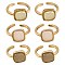 6Pcs 3 Colors Alloy & Resin Adjustable Cuff Rings for Women, Square , Mixed Color, Inner Diameter: Adjustable, 2pcs/color