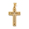 Ion Plating(IP) 304 Stainless Steel Pendants, with Crystal Rhinestones, Cross Charm, Golden, 42x25x3mm, Hole: 7x5mm